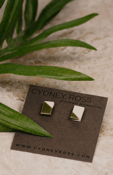 Cydney Ross Cream & Green Post Earrings