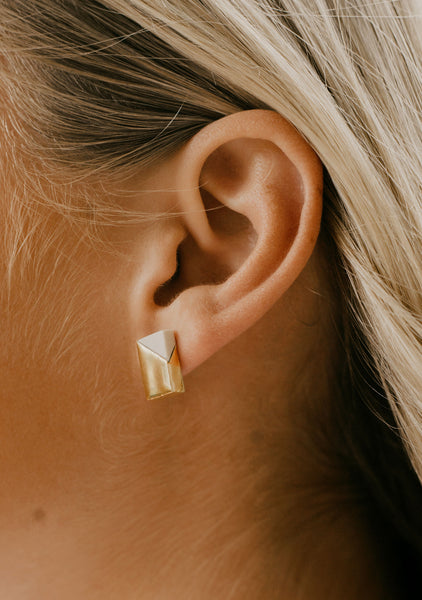 Cydney Ross Cream & Gold Post Earrings