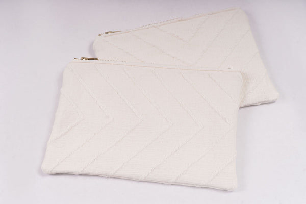 Chevron White Zipper Pouch (no. 1)