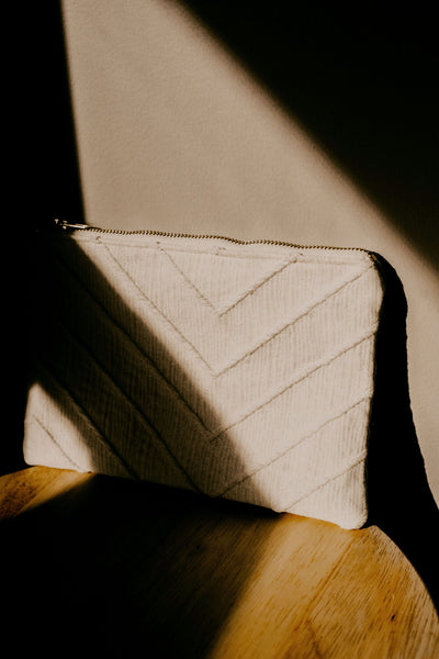 Chevron White Zipper Pouch (no. 1)